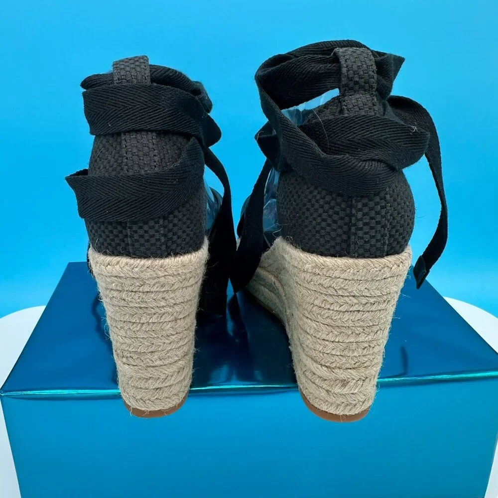 Cole Hann Women's Cloudfeel Hampton Wedge Strappy Sandal Shoes,‎ Size 7.5, Black